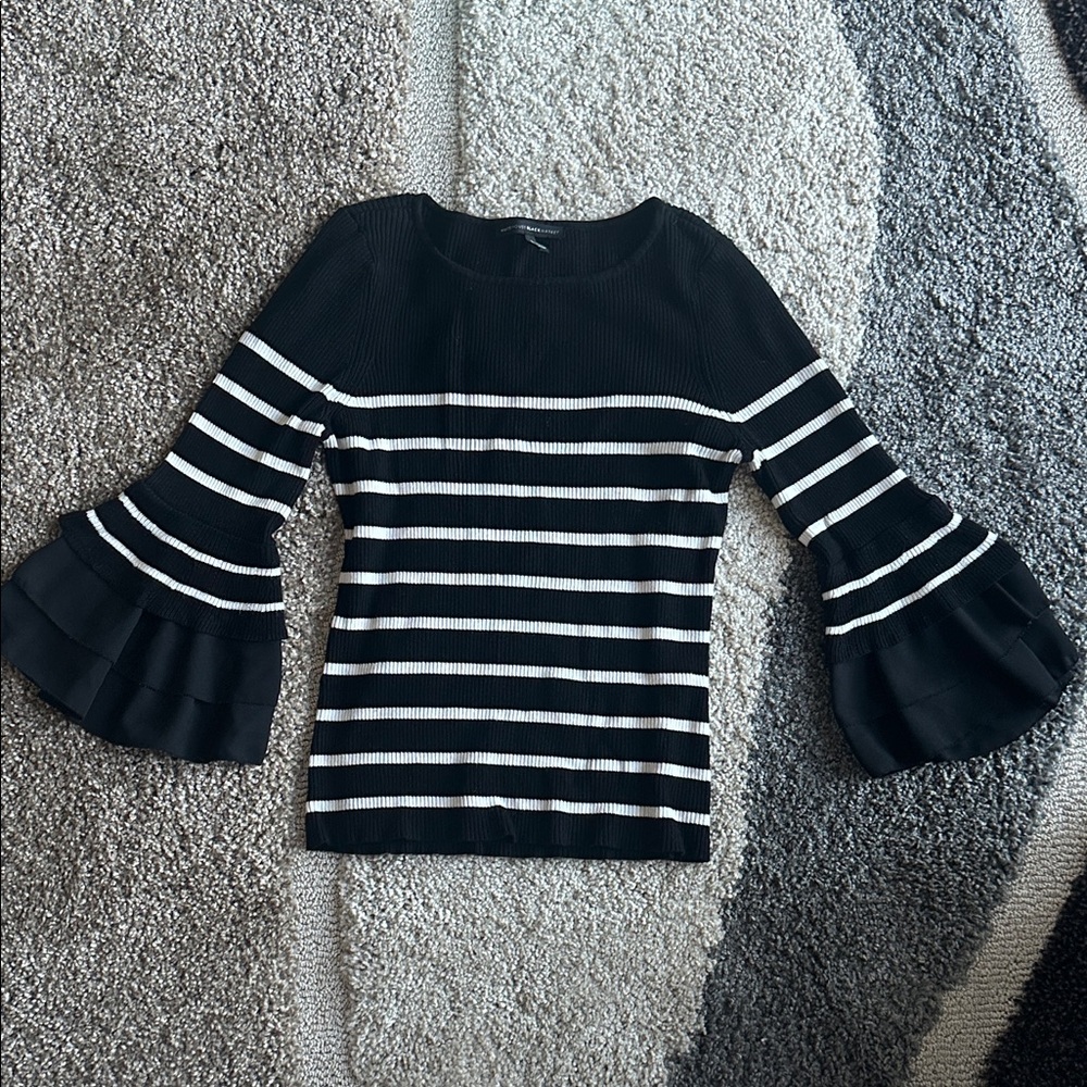 White House Black Market Striped Bell Sleeve Blouse